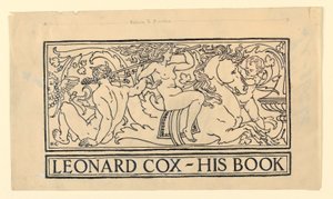 Bokskylt för Leonard Cox av Kenyon Cox