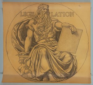 Lagstiftning, tecknad film för mosaik i Wisconsin State Capitol Rotunda av Kenyon Cox