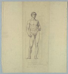 Nakenstudie för figur av "Courage", Memorial Window till Jacob Dolson Cox, Oberlin College av Kenyon Cox