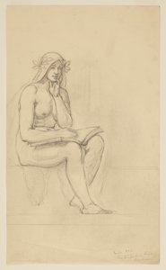 Nakenstudie för "The Contemplative Life" för Lunette i administrationsbyggnaden, Oberlin College, Oberlin, OH av Kenyon Cox