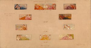 Skisser till utsmyckning av ett privat bibliotek A, 1894. av Kenyon Cox