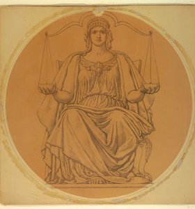 Studera för "Justice," Lunette i Hudson County Courthouse, Jersey City, NJ av Kenyon Cox