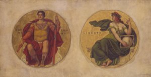 Studie för mosaik i Wisconsin State Capital "Government and Liberty" av Kenyon Cox