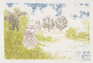 Femme en robe a rayeurs (Kvinna i randig klänning), 1899-1900 (litografi i färger) av Ker Xavier Roussel