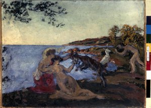Mytologiskt mönster. Målning av Ker Xavier Roussel (1867-1944), cirka 1903. Olja på kartong. Nabis. Mått: 47x62cm. Eremitagemuseet, Sankt Petersburg (Saint-Petersburg) av Ker Xavier Roussel