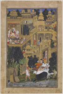 Herren Krishna i den gyllene staden, ca 1586 av Kesav Kalan