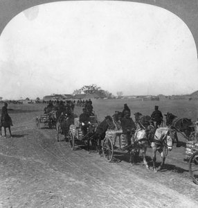 Japanska militära transporttåg, Manchuriet, 1906 av Keystone View Company