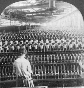 Spinning room, Philadelphia, Pennsylvania, USA, sent 1800-tal eller tidigt 1900-tal