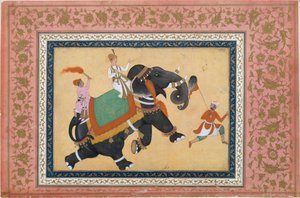 Prince Riding an Elephant, 1500-1600-talet. av Khem Karan