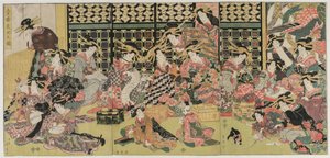 En bild av visningen i Pleasure Quarters, 1810-talet. av Kikugawa Eizan