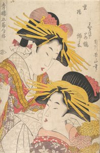 En del m f Hayashi ts av Eizan Kikugawa, Kunisada Utagawa, Draft d Kunimaru Utagawa, 19:e linjen Tsuryo. av Kikugawa Eizan