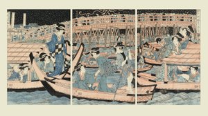 Svalkar av vid Ryogoku-bron av Kikugawa Eizan