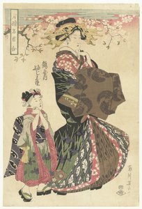 Courtesan och kamuro Samling av kända kurtisaner från nöjeshus (serietitel) Seiro meikun awase (serietitel på objekt)