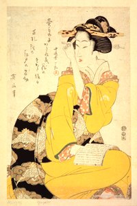 En geisha som läser en bok, 1800-talet