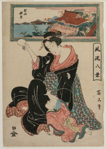 Autumn Moon at the Temple Ishiyamadera från serien Fashionable Eight Views av Kikukawa Eizan
