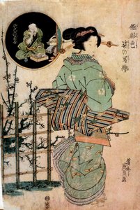 Courtesan Turning Head Japanskt tryck av Kitugawa Eizan (1787-1867) 1800-talets Rennes, Museum of Fine Arts