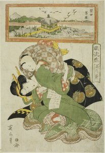 Framför frontlinjen är det falskt (Katata Rakugan), från serien "Fashio na be English views of you (Furyu Omi Hakkei)" av Kikukawa Eizan