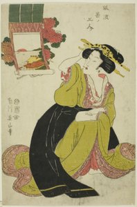Tamatsushima, från serien "Three Fashionable Young Women (Furyu waka no sannin)" av Kikukawa Eizan