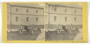 Rebel Shot inkvarterades i Union Gun, Battle Gettysburg, 185575. Skapare: Kilburn Brothers, BW Kilburn.