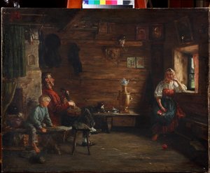 Family Idyll av Kirill Vikentievich Lemoch (Lemokh) (1841-1910), - Olja på duk - Privat samling av Kirill Vikentievich Lemoch
