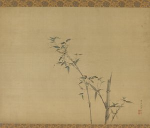 Bambustammar med grenar och bladverk, Edo-period, 1800-talet.
