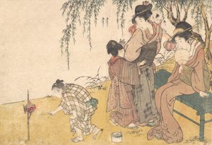 A Child Lighting Fireworks, från den illustrerade boken Flowers of the Four Seasons, 1801. av Kitagawa Utamaro