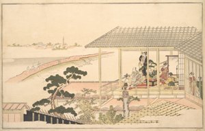 A Party of Merrymakers in a House in Yoshiwara on a Moonlight Night, 1789. av Kitagawa Utamaro