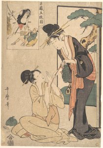 En kvinna som rycker en påse sötsaker från sin mor av Kitagawa Utamaro