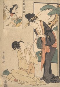 En kvinna som rycker en påse sötsaker från sin mor, sent 1700-tidigt 1800-tal. av Kitagawa Utamaro
