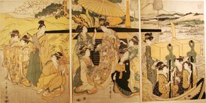 Vid färjebryggan av Kitagawa Utamaro