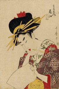 Bystporträtt av kurtisanen, Fijie från Manjiya av Kitagawa Utamaro
