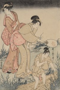 Att fånga eldflugor under ett pilträd (höger) av Kitagawa Utamaro