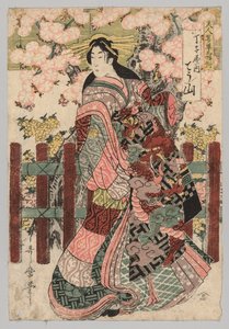 Chōzan of Chōjiya från serien Triptych of Beautys Before Blinds av Kitagawa Utamaro