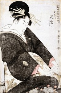 Kurtisanen Hanamurasaki från Tamaya av Kitagawa Utamaro