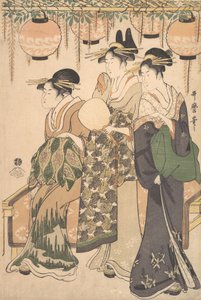 Courtesans under en Wisteria Berbor..., ca. 1795. av Kitagawa Utamaro