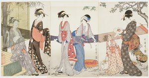 Torkning och uppspänning av tyg av Kitagawa Utamaro