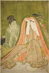 Kommer ur ett myggnät av Kitagawa Utamaro