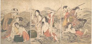 Flickfiskare och badande, 1791. av Kitagawa Utamaro
