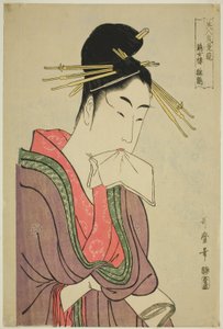 Hinatsuru f te serien Zetsuro, från seriens "child m paling g tea rms of bear Uchie s (jämför vackra kvinnors resor) (light Zetsuro Hinatsuru)" av Kitagawa Utamaro