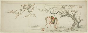 Häst under ett blommande plommonträd av Kitagawa Utamaro