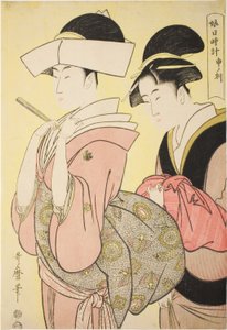 Hour of the Monkey [16:00] (Saru no koku), från serien "Sundial of Young Women (Musume hi-dokei)" av Kitagawa Utamaro