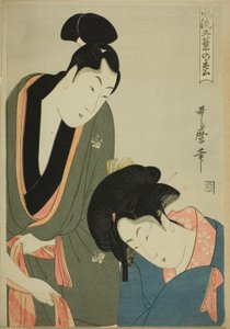 Lovers Parting in the Morning, från serien "Elegant Five-needled Pine (Furyu goyo no matsu)" av Kitagawa Utamaro