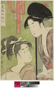 Myggnät, från serien Model Young Women in Mist av Kitagawa Utamaro