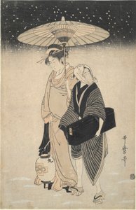 Nattpass i snön av Kitagawa Utamaro