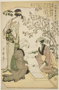 Nr 1 (ichi), från serien "Women Engaged in the Sericulture Industry (Joshoku kaiko tewaza-gusa)" av Kitagawa Utamaro