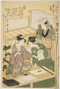 Nr 7 (nana), från serien "Kvinnor engagerade i sericulture Industry (Joshoku kaiko tewaza-gusa)" av Kitagawa Utamaro