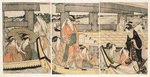 På och p Plan d under Rokoku B Ridage (ovanpå Rokoku Bridge) av Kitagawa Utamaro