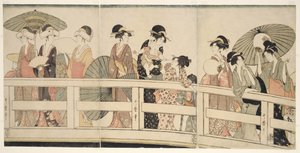 På toppen och under Ryogoku Bridge av Kitagawa Utamaro