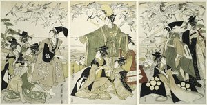 Parodi på Minamoto no Yoritomo Rare New gc Ranes At Yuigahama av Kitagawa Utamaro