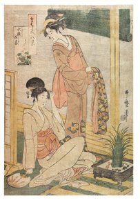 Sweetflag and rocks in a bassin of water från serien Imitations of the Eight Views, c.1797-1798 (träblocktryck på papper) av Kitagawa Utamaro